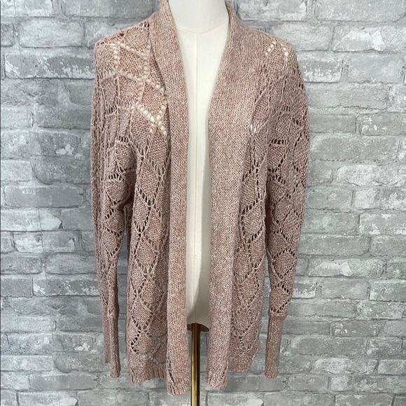 Maurices Pink Cardigan Sweater with Intricate Knit Design - Picture 1 of 6